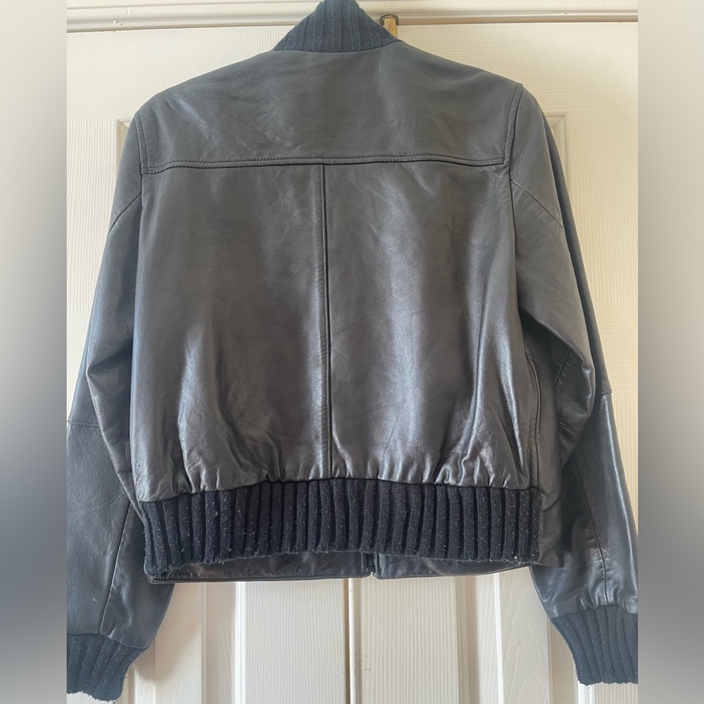 Vintage Guess Womens Medium Black Soft Leather Jacket Bomber Moto Biker - Picture 5 of 7